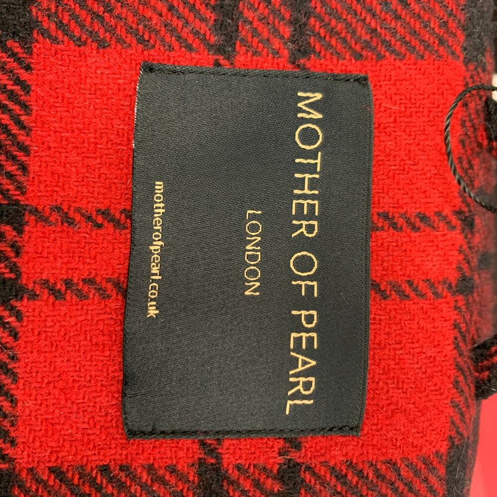 MOTHER OF PEARL Size 8 Red Navy Wool Plaid Notch Lapel Coat - Picture 6 of 6